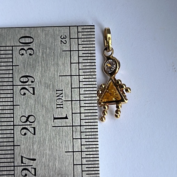 14k Gold Girl Charm November Birthstone Citrine - Picture 5 of 6